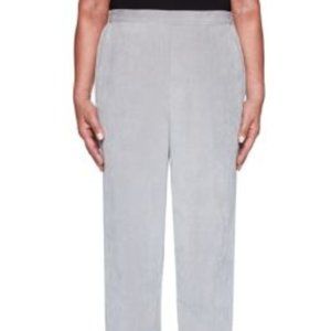 Alfred Dunner Proportioned Short Pull-On Straight Leg Corduroy Pants Size 14 Gre